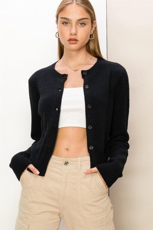 Button-Front Cardigan Sweater