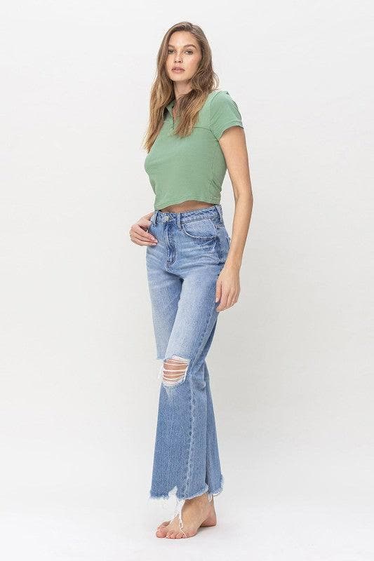 VERVET by Flying Monkey 90's Vintage Super High Rise Flare Jeans - SwagglyLife Home & Fashion