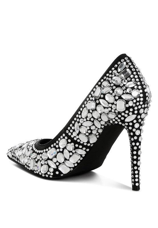 London Rag Iceout Diamante & Rhinestone Embellishments Pumps