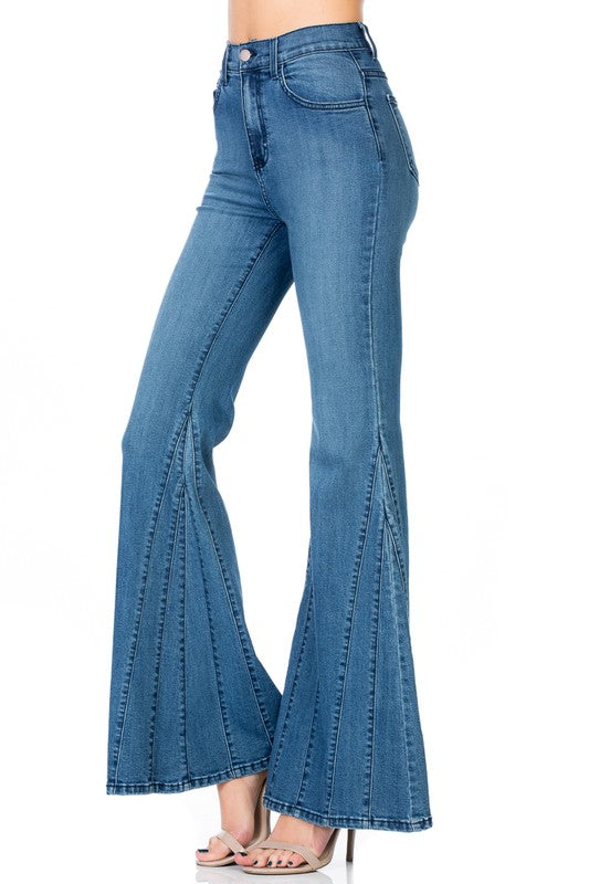 High Waisted Wide Mermaid Flare Denim Jeans