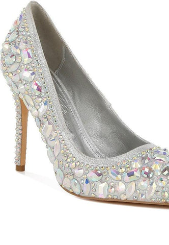 London Rag Iceout Diamante & Rhinestone Embellishments Pumps