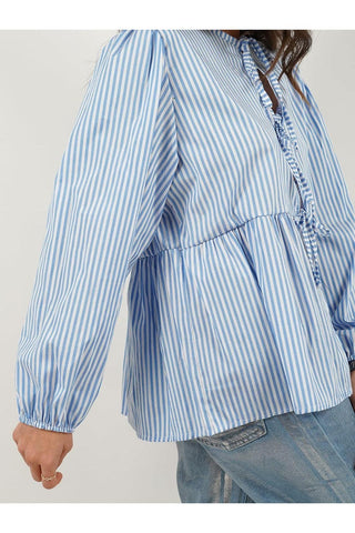 Susan Tied Round Neck Long Sleeve Blouse