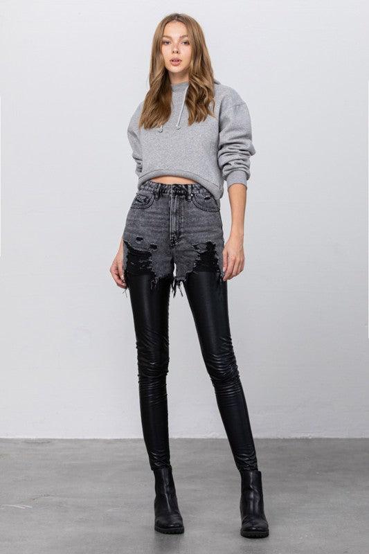 Insane Gene High Rise Leather Combo Ankle Skinny