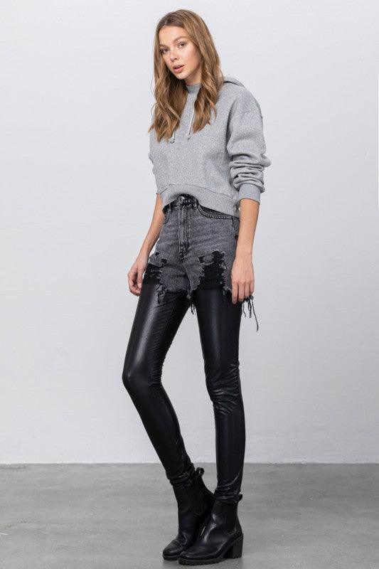 Insane Gene High Rise Leather Combo Ankle Skinny