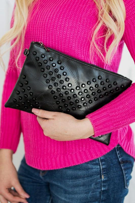 Skya Studded Hand Clutch Bag Handbag