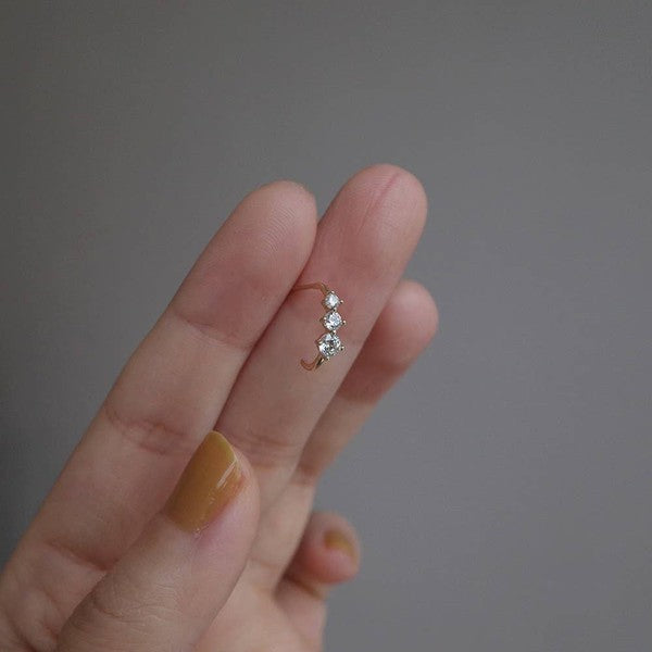 14K Gold Minimalist Zircon Stud Earring