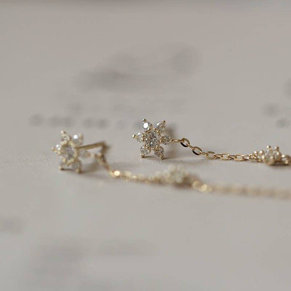 14K Gold Snow Flower Earring