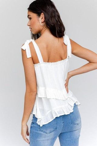 Gilli Sleeveless Asymmetrical Hem Line Tiered Top - SwagglyLife Home & Fashion