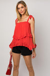 Gilli Sleeveless Asymmetrical Hem Line Tiered Top - SwagglyLife Home & Fashion