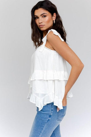 Gilli Sleeveless Asymmetrical Hem Line Tiered Top - SwagglyLife Home & Fashion