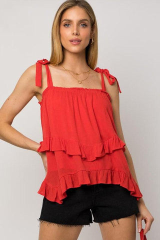 Gilli Sleeveless Asymmetrical Hem Line Tiered Top - SwagglyLife Home & Fashion