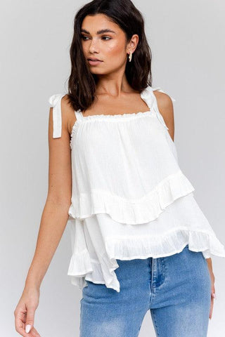 Gilli Sleeveless Asymmetrical Hem Line Tiered Top - SwagglyLife Home & Fashion