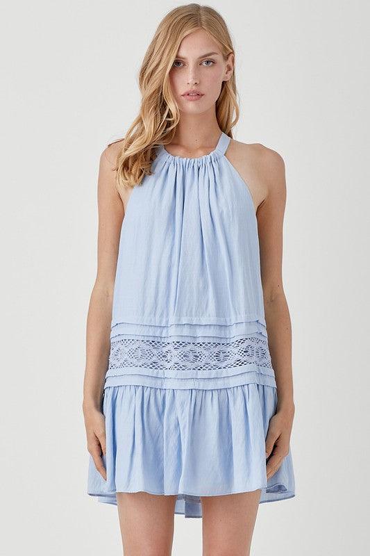 MUSTARD SEED Halter Neck Trim Lace with Folded Detail Dress - SwagglyLife Home & Fashion