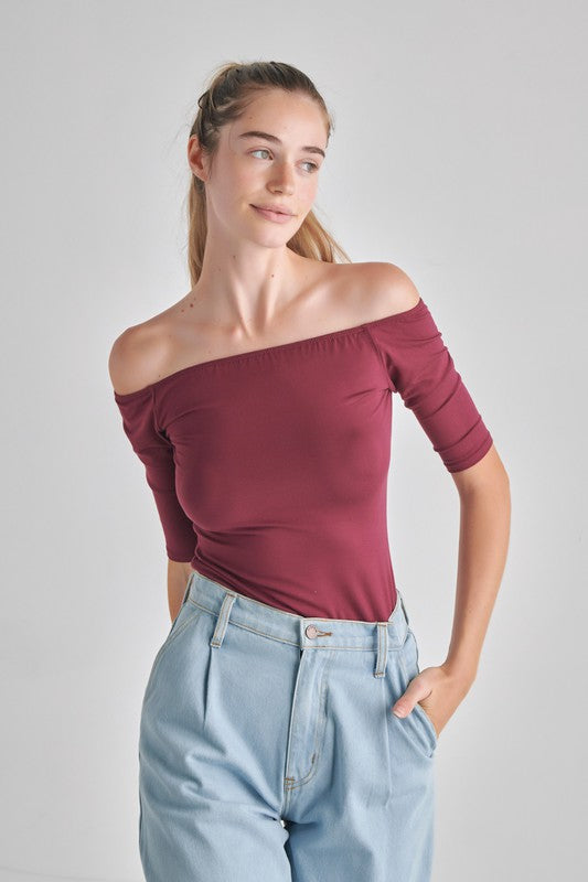 O2 Denim Off-the-Shoulder Top