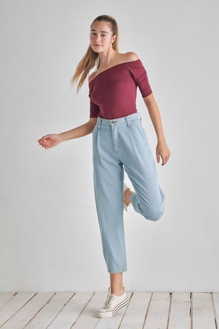 O2 Denim Off-the-Shoulder Top