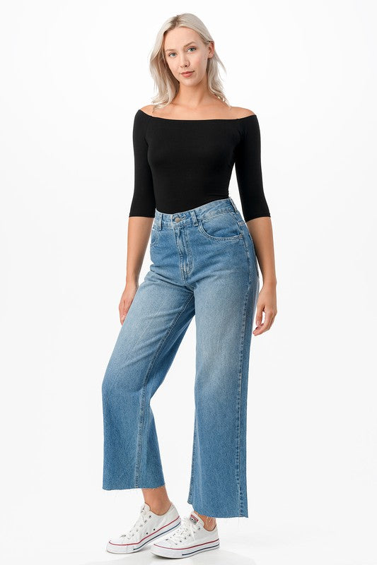 O2 Denim Off-the-Shoulder Top