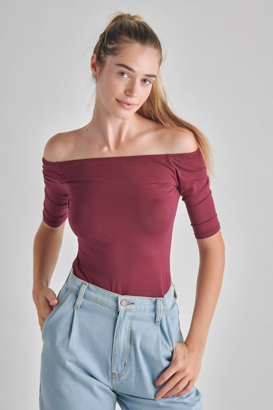 O2 Denim Off-the-Shoulder Top