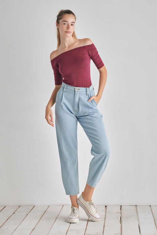 O2 Denim Off-the-Shoulder Top