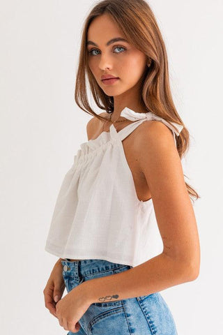 LE LIS Asymmetrical Ruffle Crop Top, White - SwagglyLife Home & Fashion