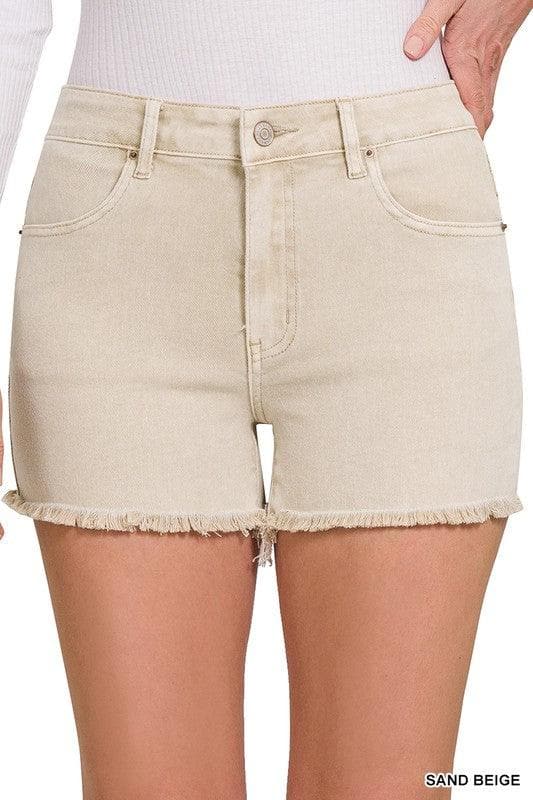 ZENANA Acid Washed Frayed Cutoff Hem Shorts - SwagglyLife Home & Fashion