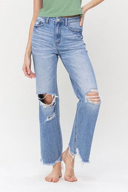 VERVET by Flying Monkey 90's Vintage Super High Rise Flare Jeans - SwagglyLife Home & Fashion