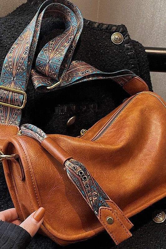 Aspen Vegan Leather Ornate Strap Handbag Crossbody - SwagglyLife Home & Fashion