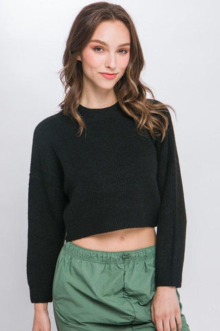 LOVE TREE Wool Blend Cropped Sweater Top