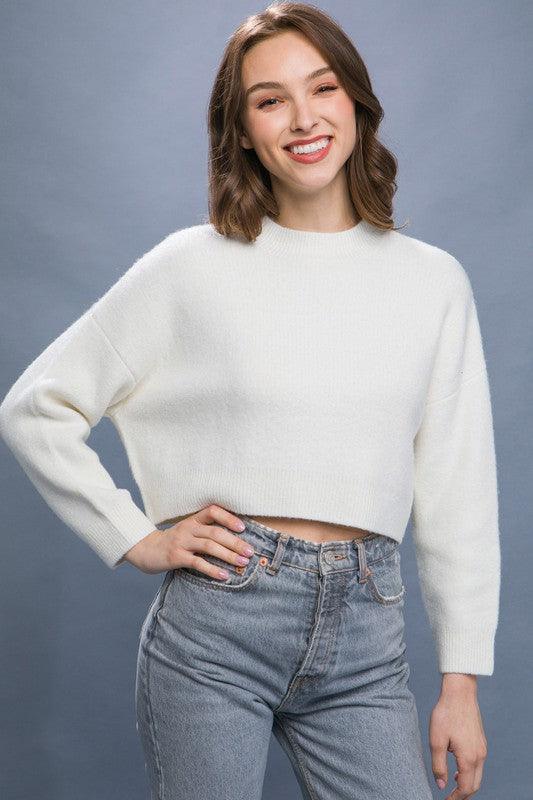 LOVE TREE Wool Blend Cropped Sweater Top