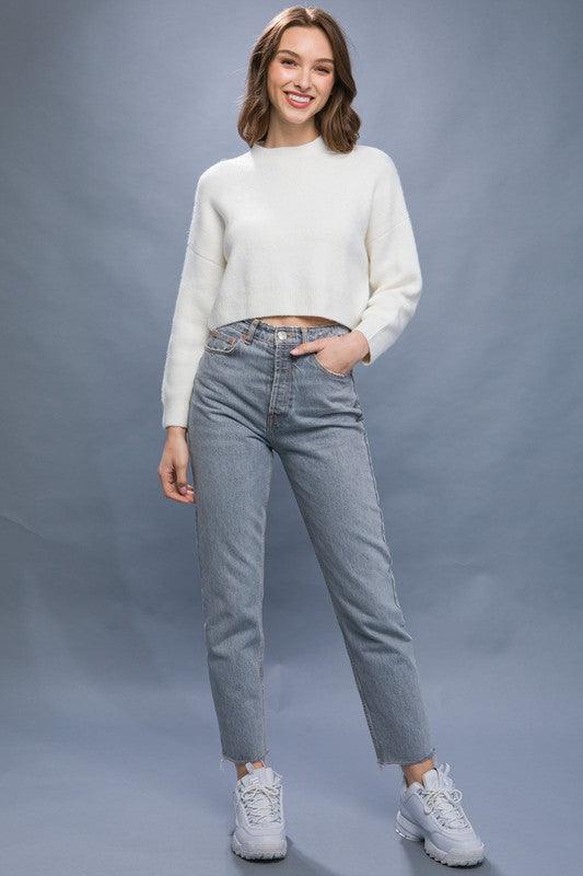 LOVE TREE Wool Blend Cropped Sweater Top