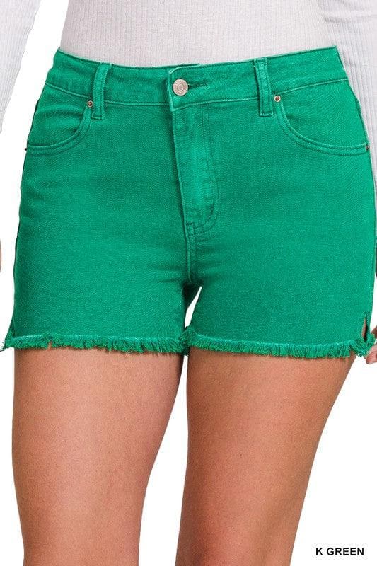 Zenana Acid Washed Frayed Cutoff Hem Shorts - SwagglyLife Home & Fashion