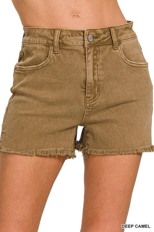 Zenana Acid Washed Frayed Cutoff Hem Shorts - SwagglyLife Home & Fashion