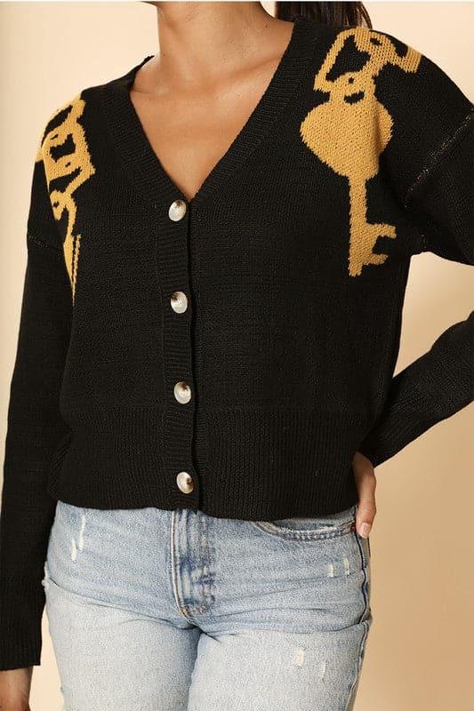 Lock and Key Cropped Cardigan - SwagglyLife Home & Fashion