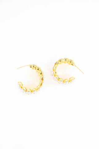 LOVODA Pearl Lattice Hoop Earrings