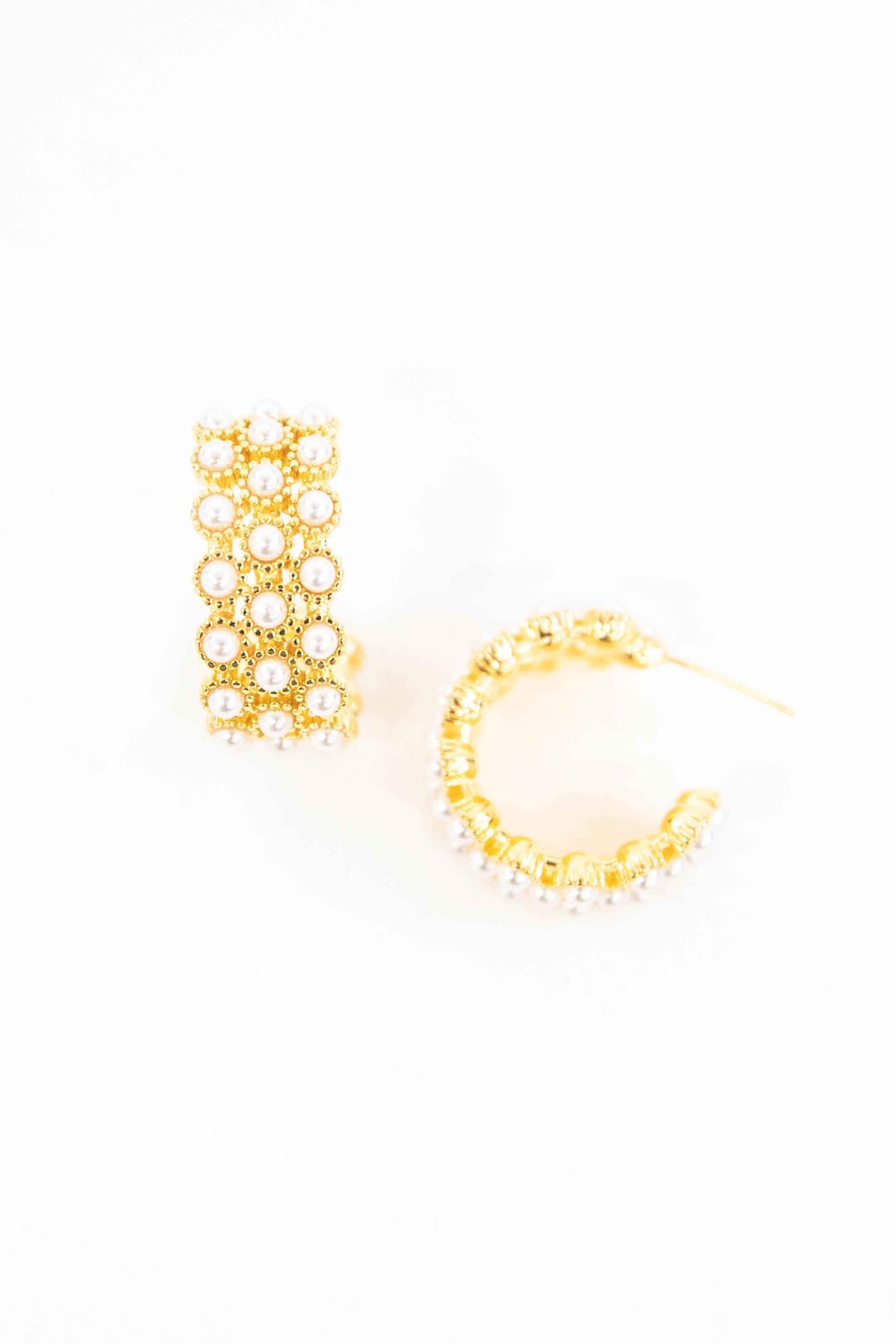 LOVODA Pearl Lattice Hoop Earrings