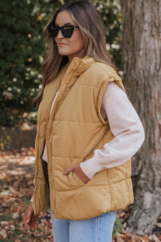 Pocketed Zip Up Vest Coat