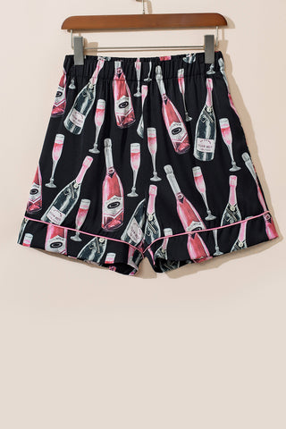 Champagne Print Short Sleeve Top and Shorts Sleepwear Set