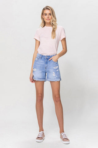 VERVET by Flying Monkey Distressed Boyfriend Shorts W/ Cuffs - SwagglyLife Home & Fashion