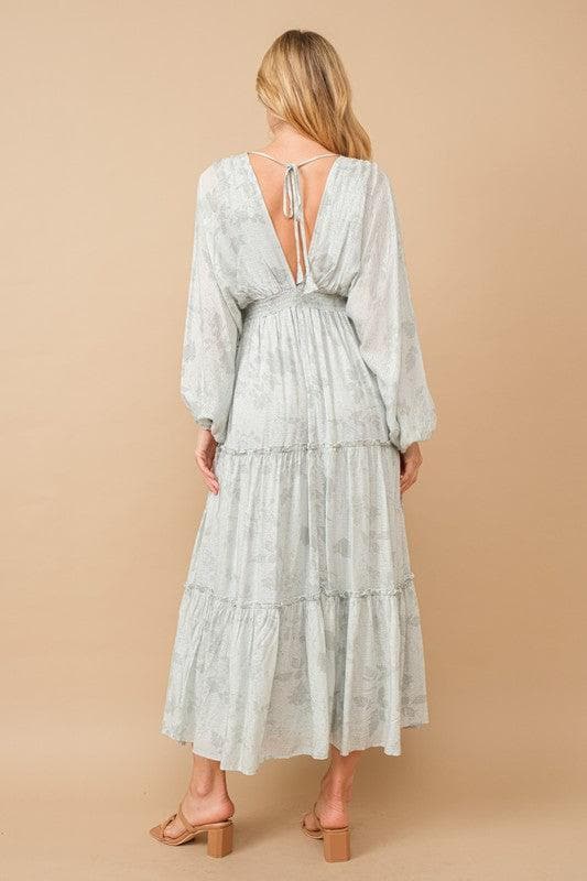 Blue B Jacquard Floral Dolman Maxi Dress - SwagglyLife Home & Fashion