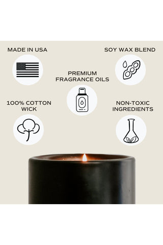 Warm and Cozy Soy Candle - Black Stoneware Jar - 12 oz