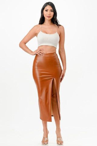 LA SCALA Long PU leather Pencil Skirt