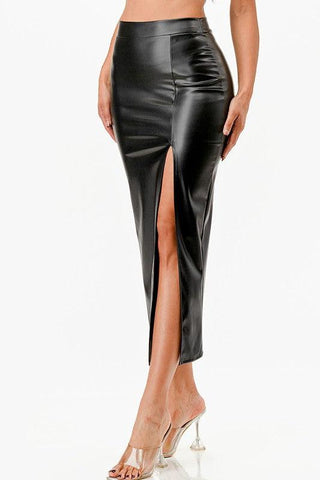 LA SCALA Long PU leather Pencil Skirt