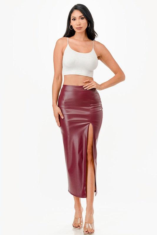 LA SCALA Long PU leather Pencil Skirt