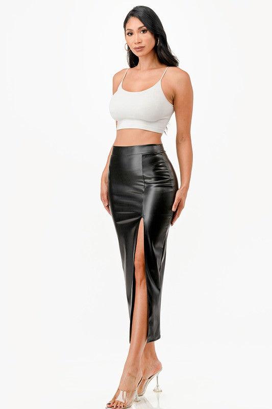 LA SCALA Long PU leather Pencil Skirt