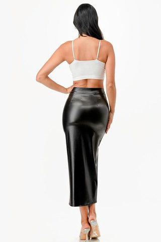 LA SCALA Long PU leather Pencil Skirt