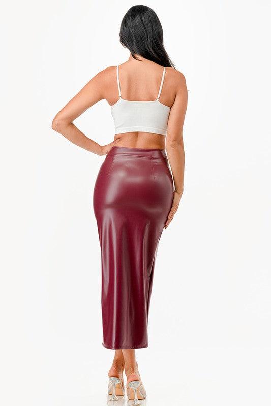 LA SCALA Long PU leather Pencil Skirt