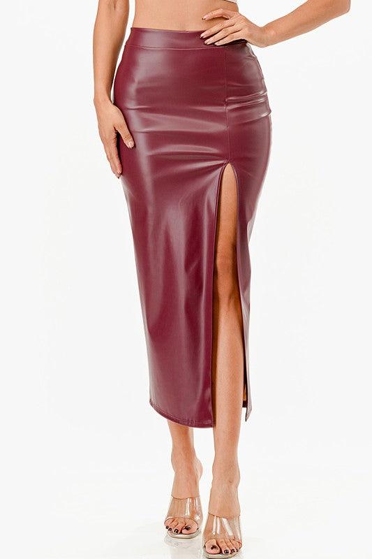 LA SCALA Long PU leather Pencil Skirt