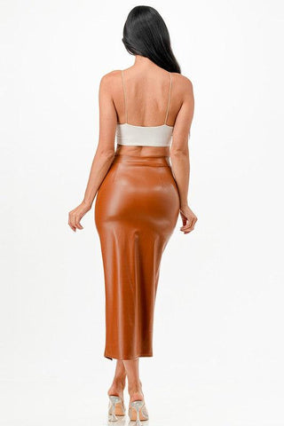 LA SCALA Long PU leather Pencil Skirt