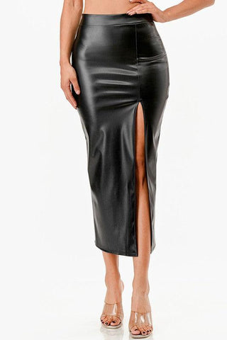 LA SCALA Long PU leather Pencil Skirt