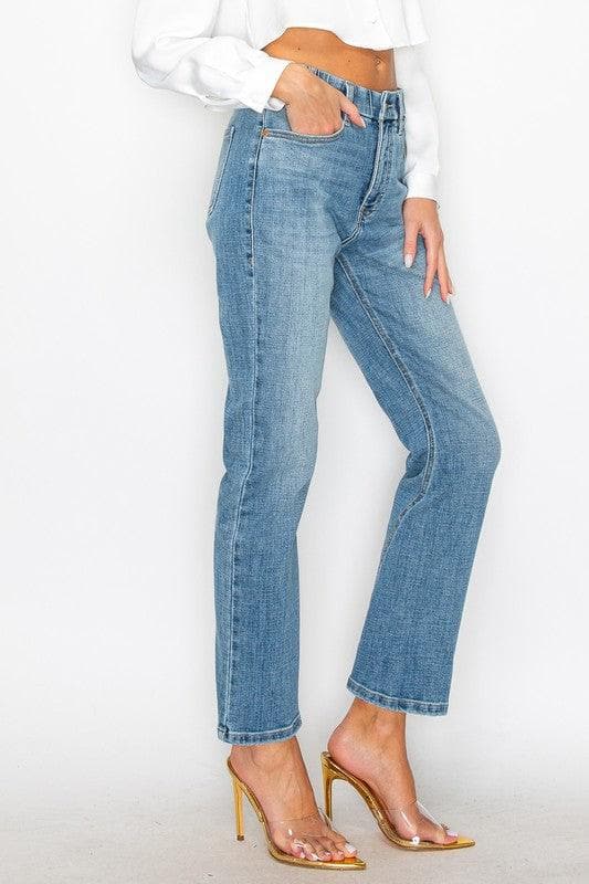 Artemis Vintage Tummy Control High Rise Straight Jeans - SwagglyLife Home & Fashion