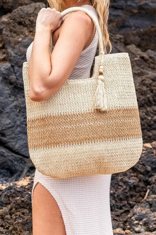 Valeria Two-Tone Straw Tote - SwagglyLife Home & Fashion